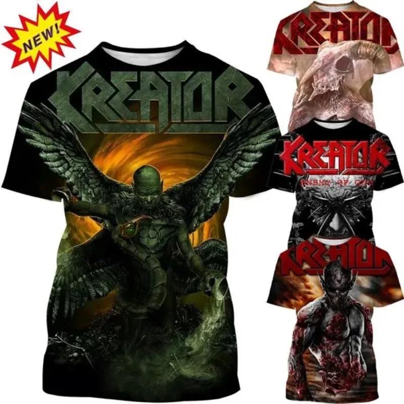 Xin nan zhuang Rock Band Kreator Patroon T-shirt Mode Heren Cool Hip-hop Straat Stijl Casual Ronde Hals Korte Mouw T-shirt Top Tee M
