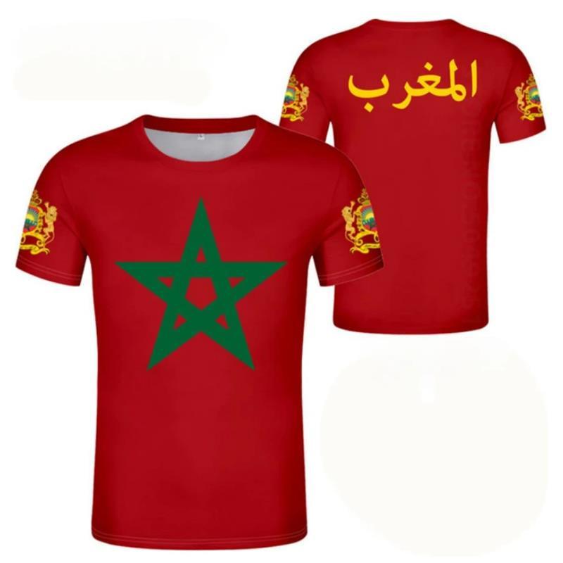 Laoxu Pop 3D MA Marokko Vlag Grafisch T-shirt voor Heren Voetbal Sport T-shirt Mode Streetwear Unisex Club Team Groothandel Jersey Tops 4XL wit