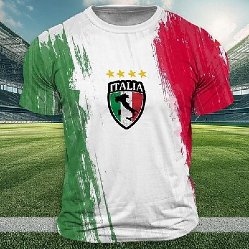 ETST 07 Italia Outdoor Athleisure Heren 3D Print T-shirt T-shirt Wit Korte Mouw Ronde Hals Shirt Zomer Lente Kleding Kleding M