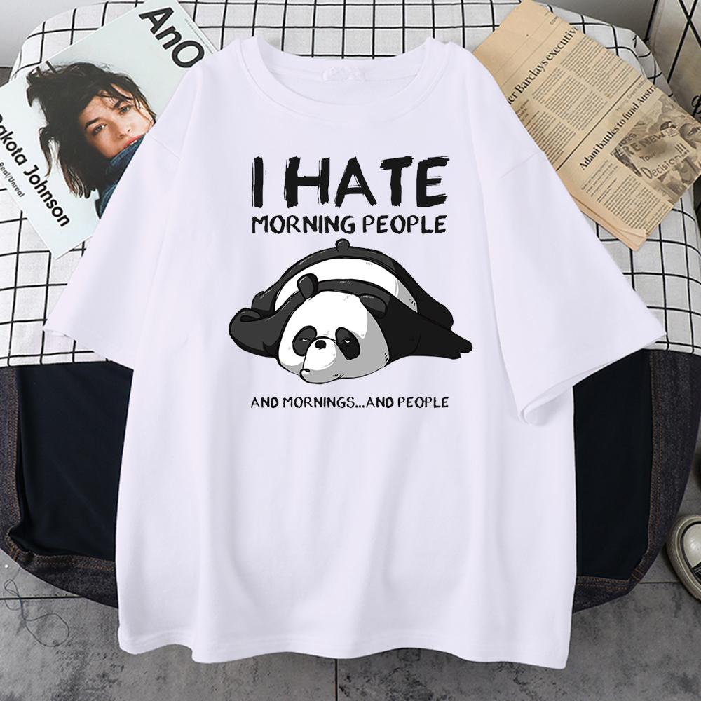 Enter Boutique Sports Clothing Collection Lazy Panda Ik haat ochtendmensen Cartoons Herenkleding Casual All-math Katoenen T-shirts Oversize Ademende mannen Korte mouwen 2XL