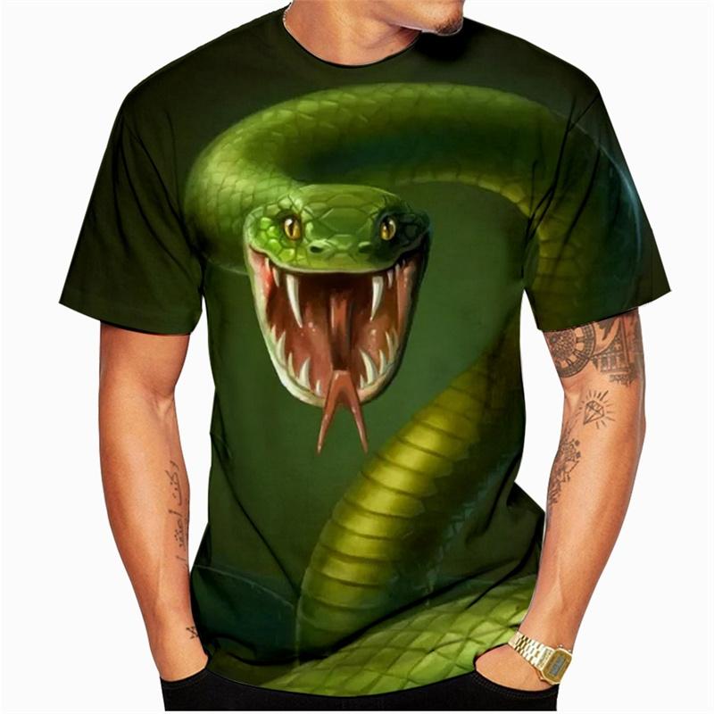 Bobby 2 Dierlijke slang O-hals T-shirt Casual top 3D-printen Heren korte mouwen Trend Persoonlijkheid Ademend Streetwear Oversized T-shirt 2XL