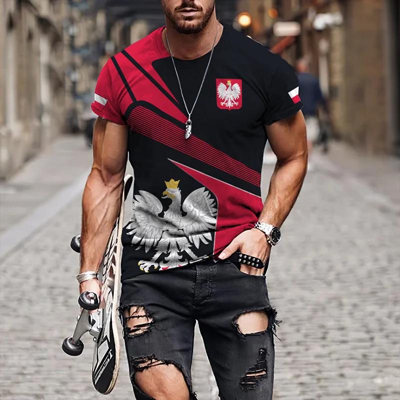 ETST 05 De grafische 3D Full Print T-shirt met vlag van Polen Herenkleding Zomer Korte Mouw Casual Oversized T-shirts Mode Tops L