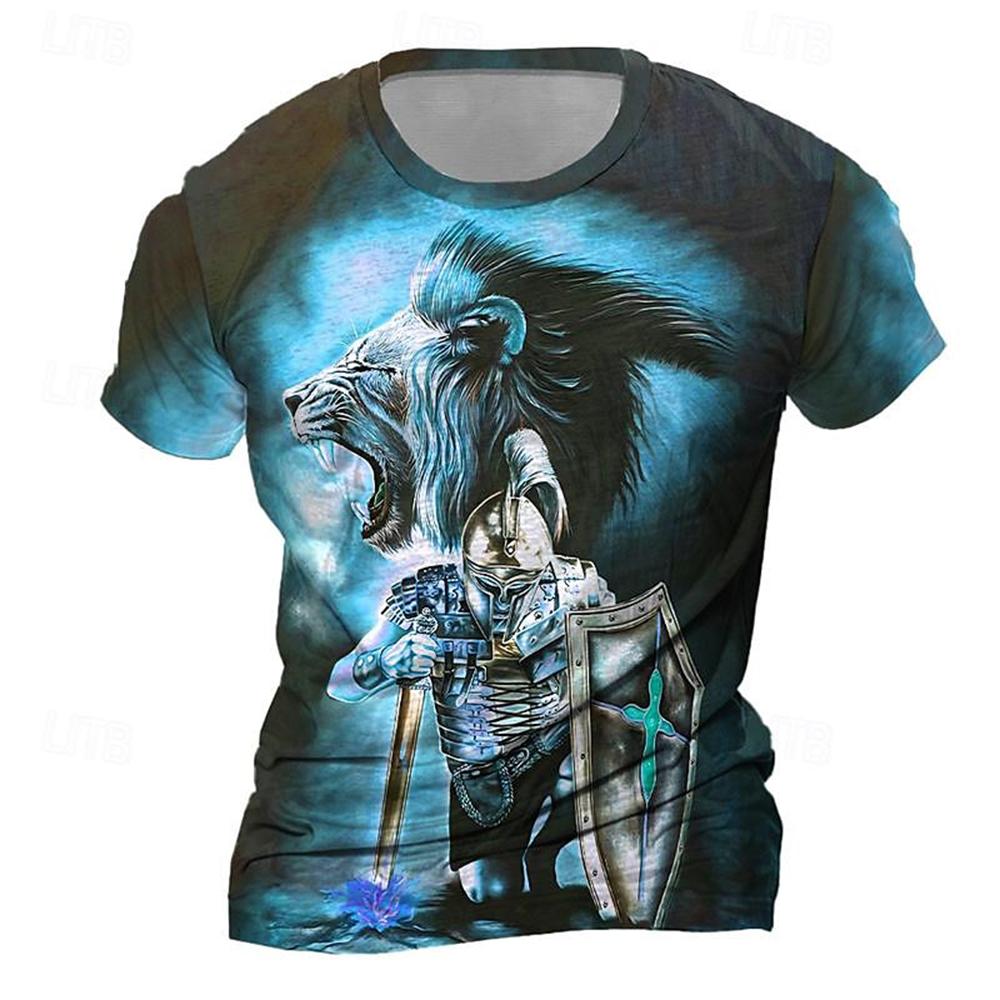 ETST 05 Vintage T-shirt voor heren 3D Knight Print Tops Street Hip Hop O-hals Korte mouw T-shirt Oversized T-shirt Herenkleding 2024 6XL