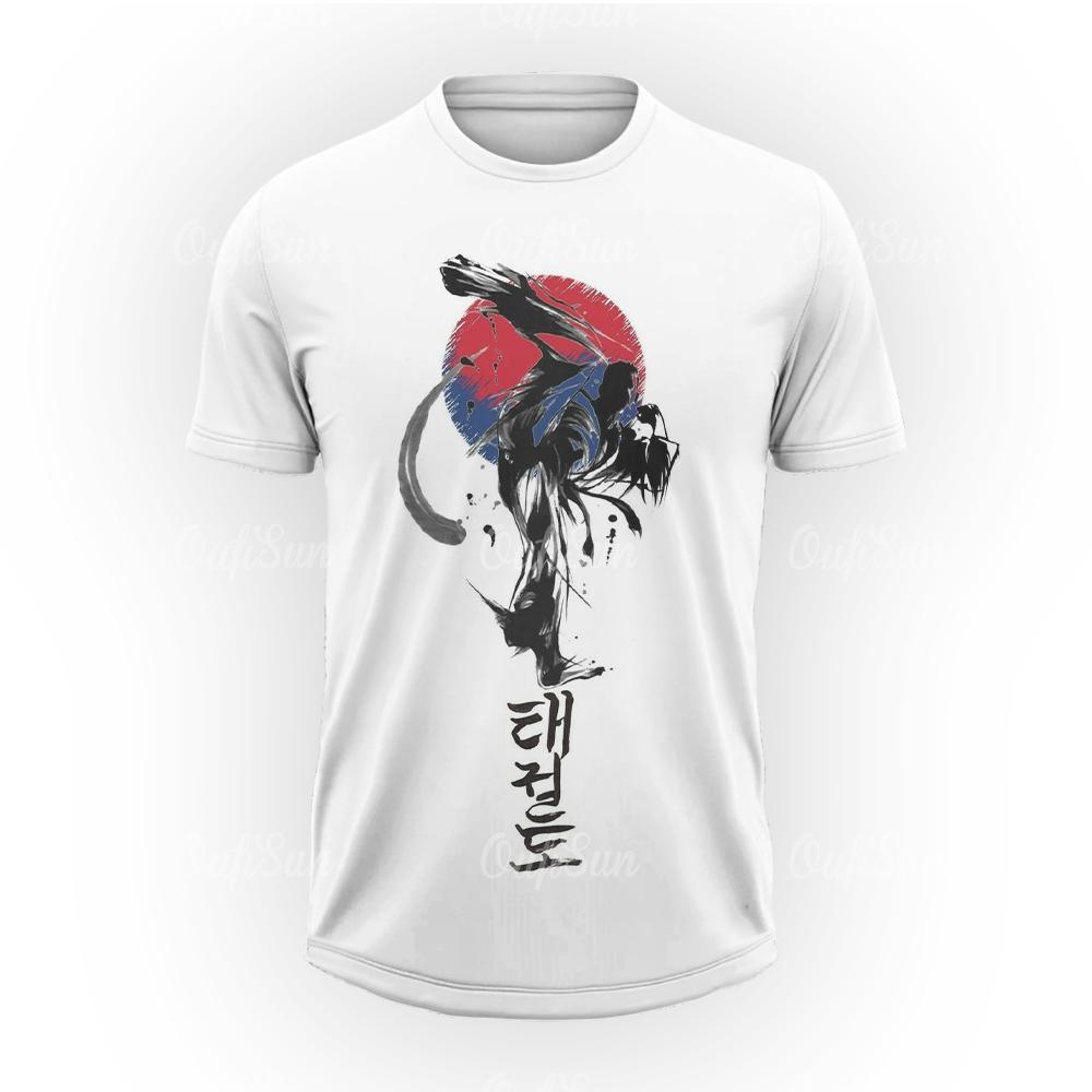 ETST 05 Zomer Heren T-shirt Outdoor Fitness Taekwondo Patroon Print Casual Korte Mouw Kleding Gym T-shirt Snel Droog Trui 6XL