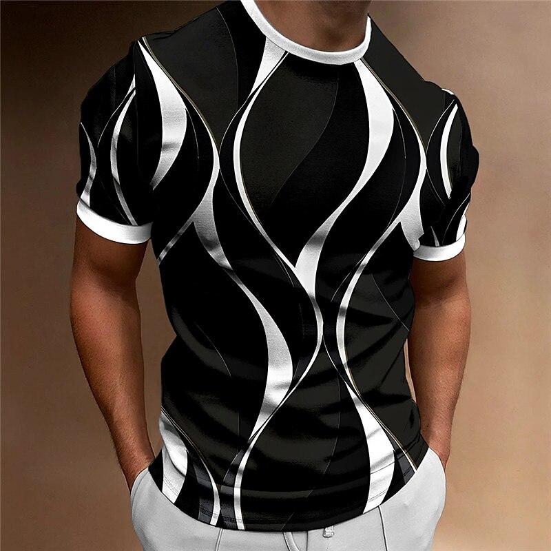 ETST 013 Heren T-shirt Curved Radiance Grafisch 3D Geprint T-shirts Casual Losse Korte Mouw T-shirts Oversized Herenkleding Tops Outdoor Nieuw 4XL