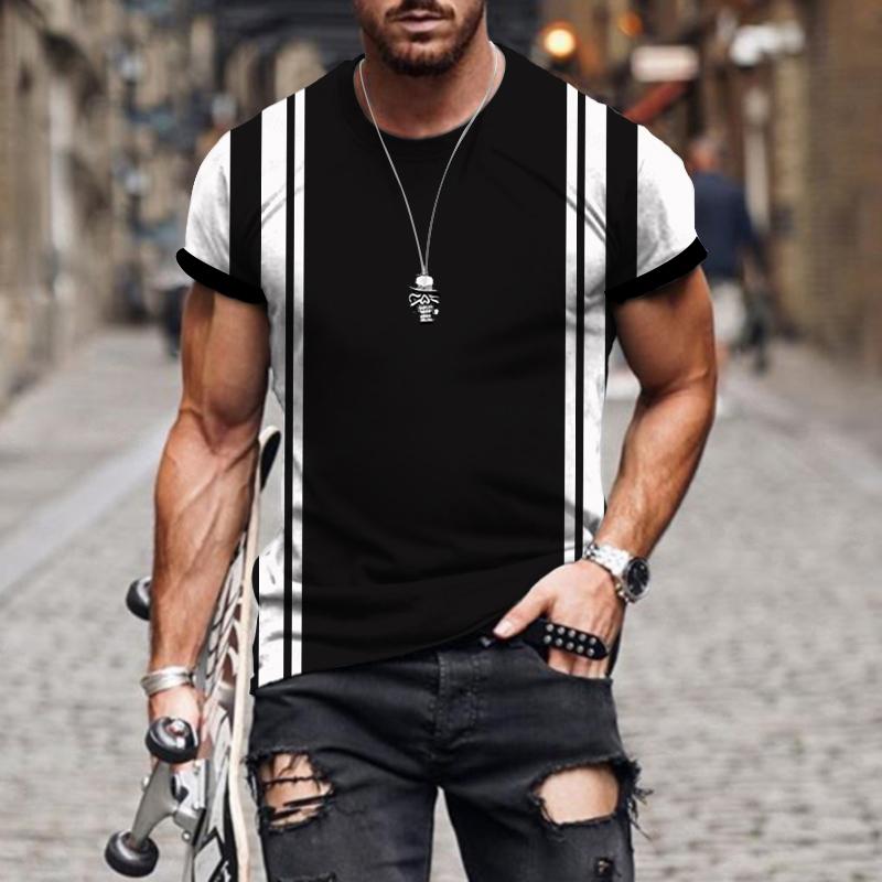 Xr 01 Zomermodeproducten Heren T-shirt 3D-print Street Fashion Gestreept geruit overhemd Zomer Hoge kwaliteit ademende supertop 6XL