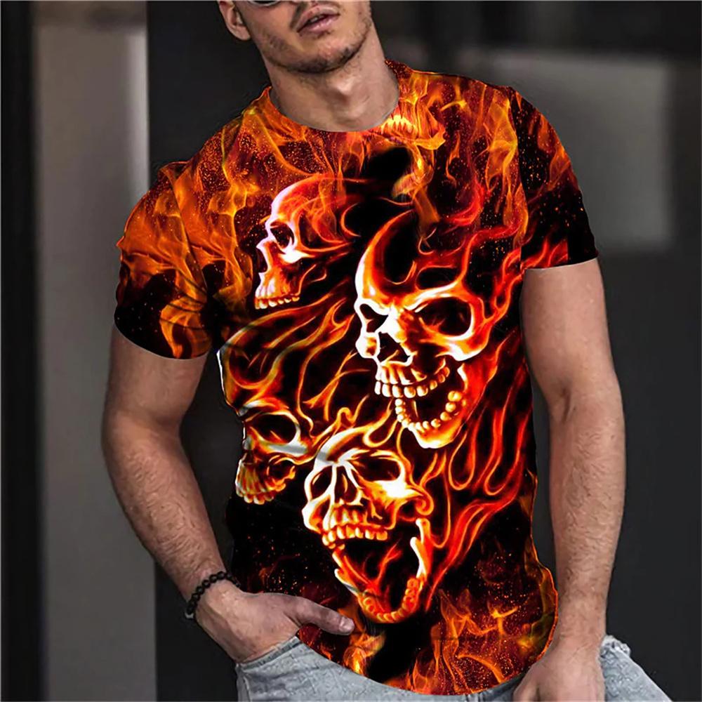 ETST 03 Heren T-shirt Zomer Mode Schedel Thema 3d Mannen Cool Street Print Tshirt Horror Series Stoere Korte Mouw Heren Grote Maat Top Tee - T-shirts XL
