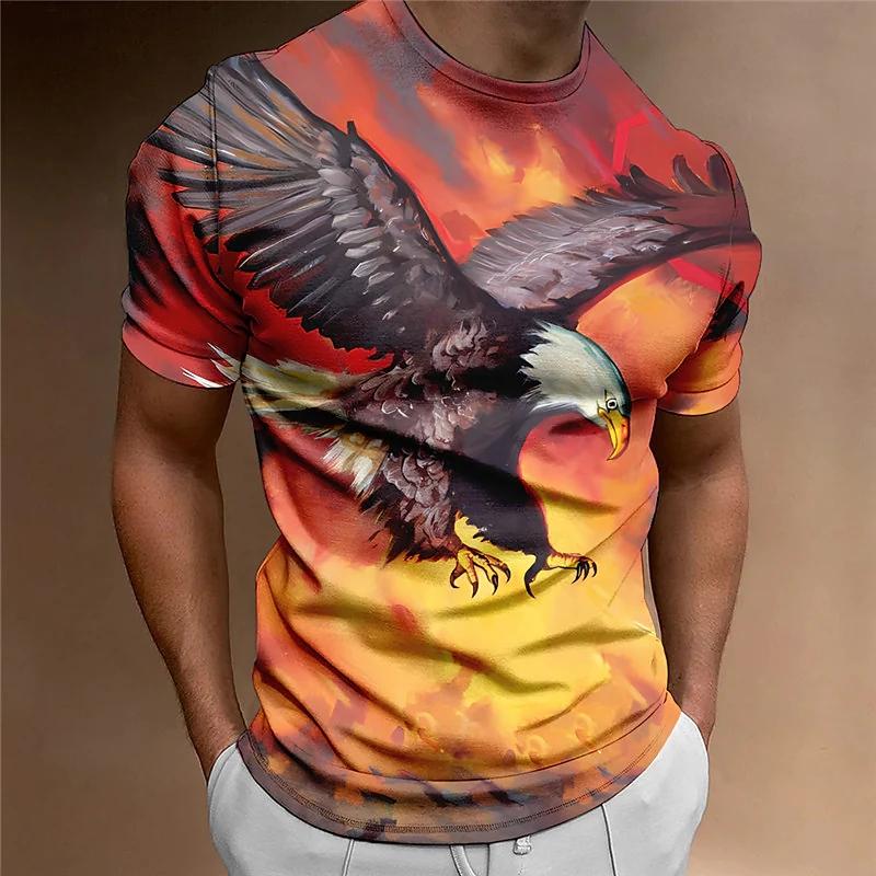 ETST WENDY 005 Wolf Heren T-shirt 3D Eagle Print T-shirt Tops Vintage Korte Mouw Dierenpatroon Kleding Oversized T-shirts Casual Heren Streetwear XL