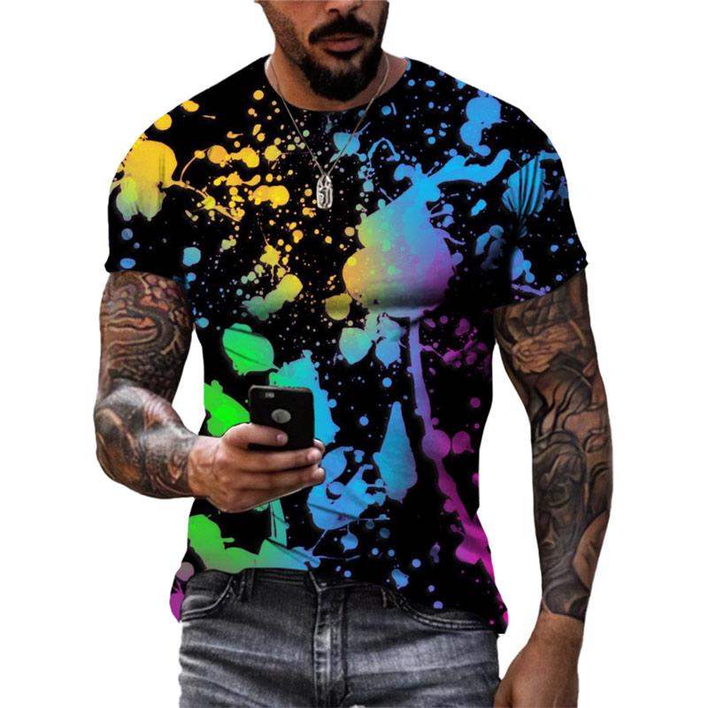 ETST WENDY 05 Zomer Nieuwe Mode Kleur Graffiti Mannen T-shirt 3D Trend Persoonlijkheid Hip Hop Harajuku Afdrukken Ronde Hals Korte Mouw Tees tops L