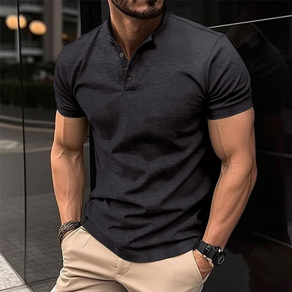 WowClassic Zomershirt met korte mouwen Heren Knopen Effen sportshirts voor heren Zwart Wit Tops 2XL kaki
