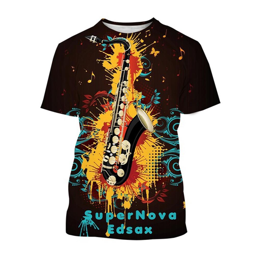 ETST WENDY 05 Muziekinstrument Saxofoon T-shirt Zomer heren Casual Muziek Kunst Korte Mouw Tee Hip Hop Persoonlijkheid harajuku Print Tops XL