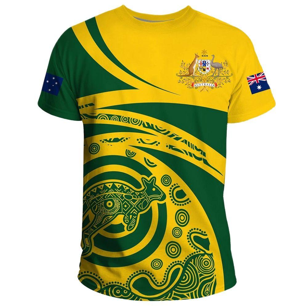 Baibao QIQI Australisch T-shirt voor heren Nationaal embleem Vlagprint O-kraag Korte mouwen Neutrale kleding Street Fashion Oversized T-shirt XL