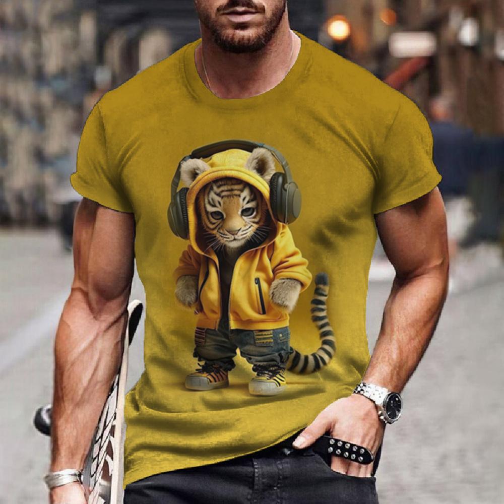 ETST 03 Dier mannen T-Shirt Grappige Tijger Tees 3D Print Eend Slang Patroon Korte Mouw Oversized Tops Zomer Casual Shirts Mannen kleding L