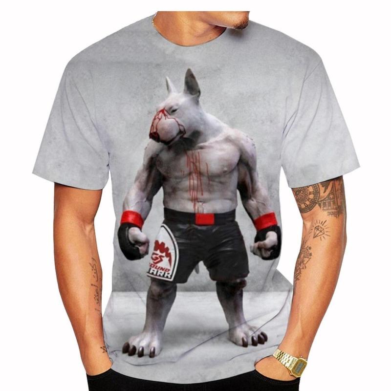 ETST WENDY 005 Bull Terrier 3D-geprinte heren- en dames-T-shirts, casual korte mouwen met hondenpatroon, streetstyle, lichtgewicht en bre L