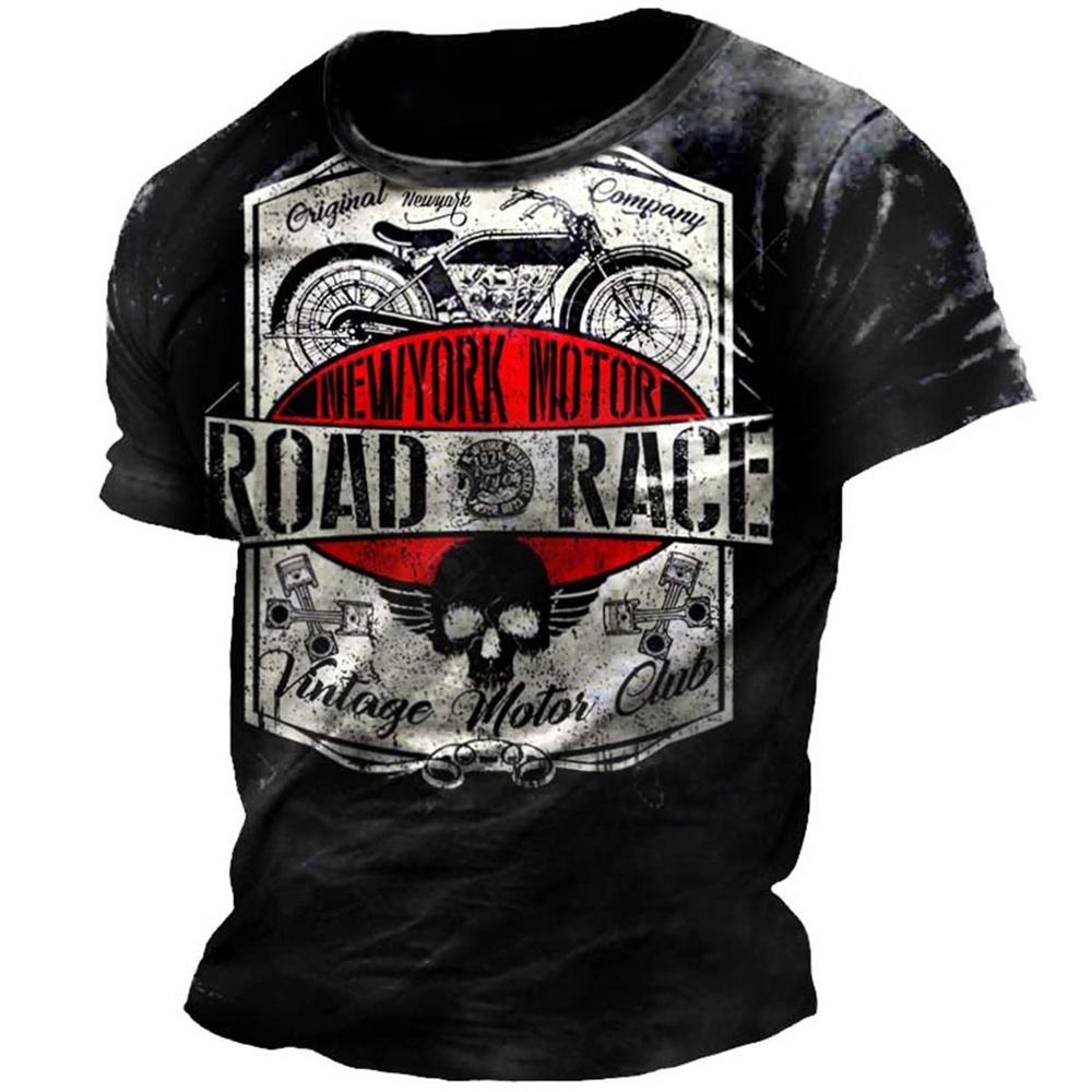 ETST WENDY 005 Zomer motorfiets t-shirt voor mannen hiphop losse korte mouw vintage tops streetwear rit biker shirts groot formaat herenkleding XL