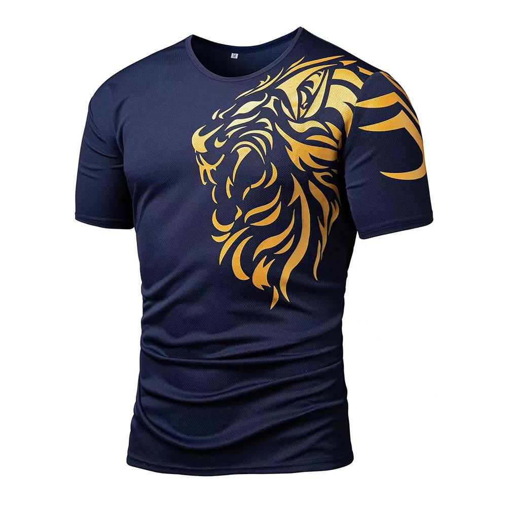 Baibao QIQI Tijger T-shirt Mode 3d Mannelijke Korte Mouw Straat Casual Sport Tops Oversized O Hals Trui Shirt Zomer Retro Herenkleding L