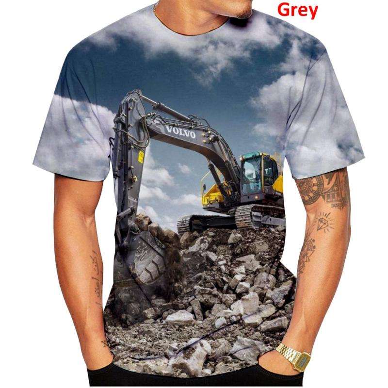 Xiao Xiang Zomer Mannen T-shirt Grappige Graafmachine 3D Print T-shirt Voor Mannen Kleding O-hals Korte Mouw Sportkleding Streetwear Oversized tops XXL