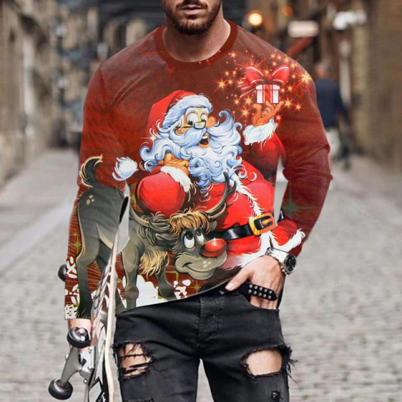 ETST WENDY 05 Kerst Stijl 3D Print Zomer Mannen O-hals T-shirt Casual Lange Mouw Oversized T-shirt Mode Trui Trend Mannen Kleding 4XL