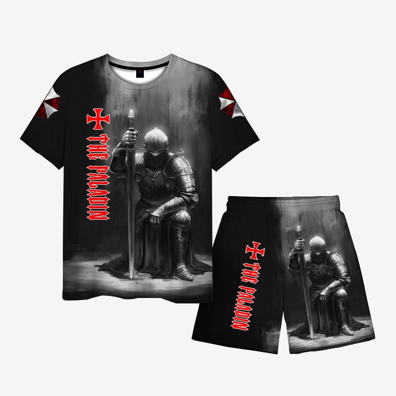 ETST WENDY 005 Zomermode Templar 3D-geprint heren T-shirtset Harajuku korte mouw heren T-shirt sportfitnesskleding Asian size XL