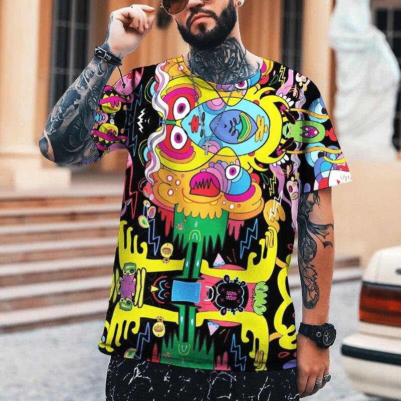 Baibao QIQI Zomer heren T-shirt verschillende dimensionale kunst 3D-printen herentops humoristisch abstract grappig stiksel van hoge kwaliteit M