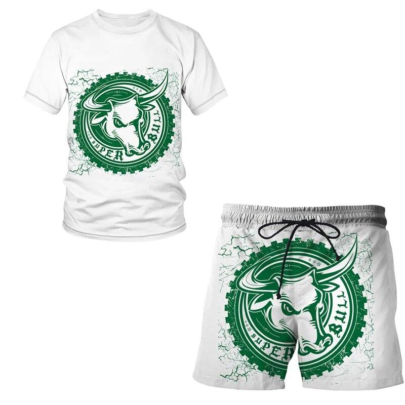 ETST WENDY 005 Mannen Sets Zomer Twee Tijgers Mode Kleding Voor Man Casual Sportkleding 2022 Korte Mouw T-shirt + Shorts 2 stuk Mannelijke T-shirt Set 6XL