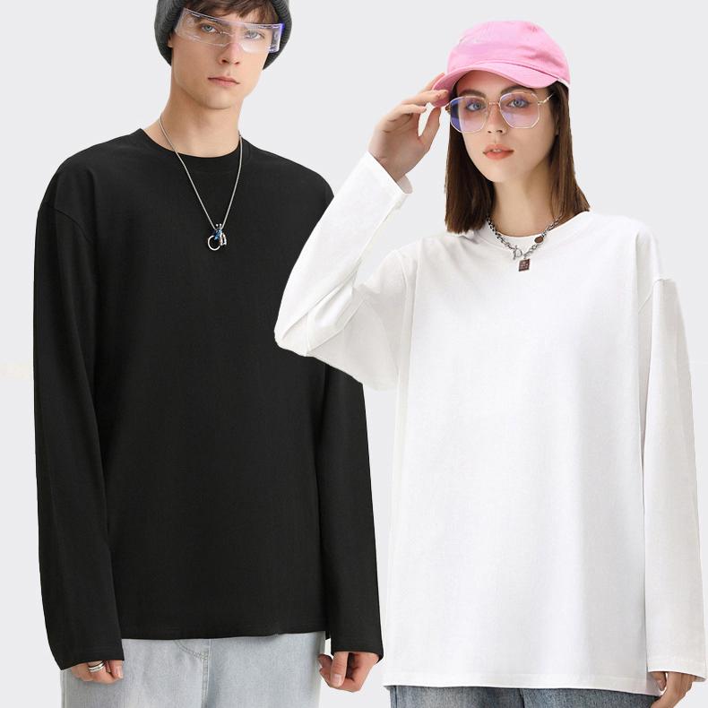 ForYourBeauty Puur katoenen T-shirt heren T-shirt met ronde hals en lange mouwen Effen wit zwart heren dames onderste tee-shirts 3XL donkergele kleur