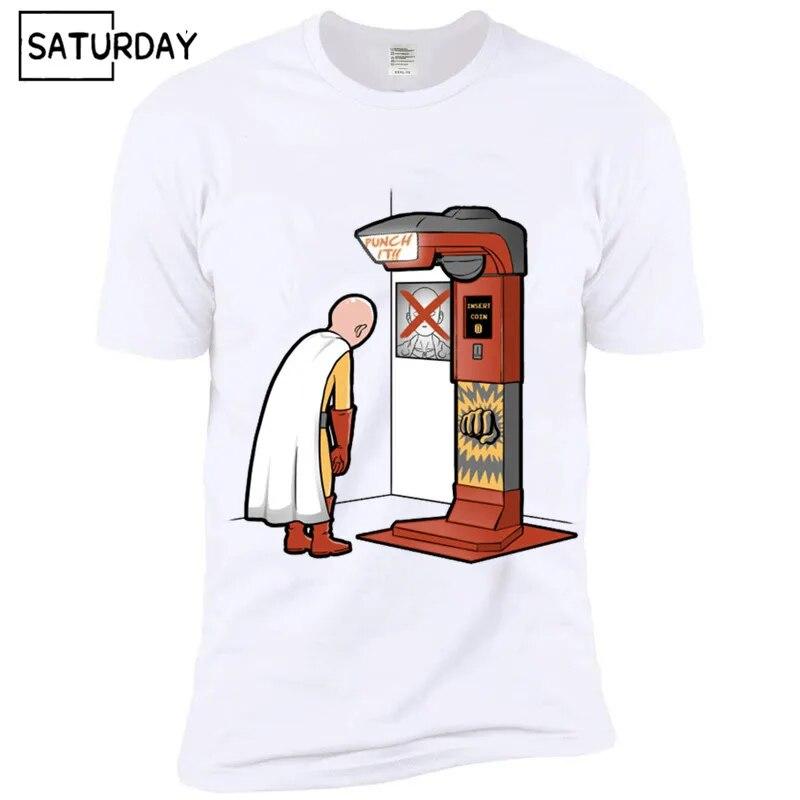 YSM Cotton Tshirt ANIME One Punch Man Bedrukt Heren T-shirt Mode Cool Comfortabel Heren T-shirt Casual T XL wit