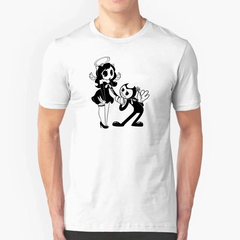 YSM Cotton Tshirt Bendy And The Ink Machine T-shirt Mannen Casual Cartoon Horror Game Gaming T-shirt Grappig XXL wit