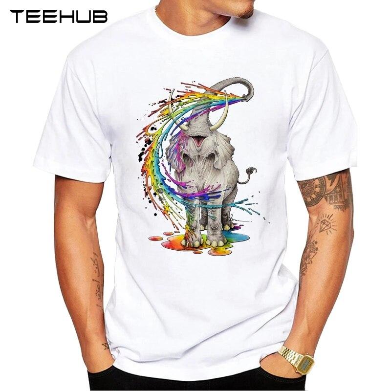 YSM Cotton Tshirt TEEHUB Herenmode Happy Elephant bedrukt T-shirt met korte mouwen Nieuw ontwerp Tops Cool XXXXL wit