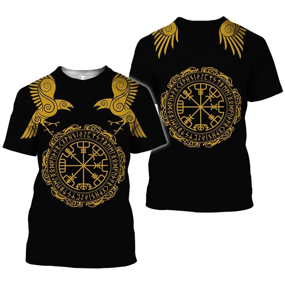Xin nan zhuang Viking Symbool Bedrukking T-shirt Heren Zomer Korte Mouw Harajuku Shirt Hiphop Heren Dames Mode T-shirt XXXL