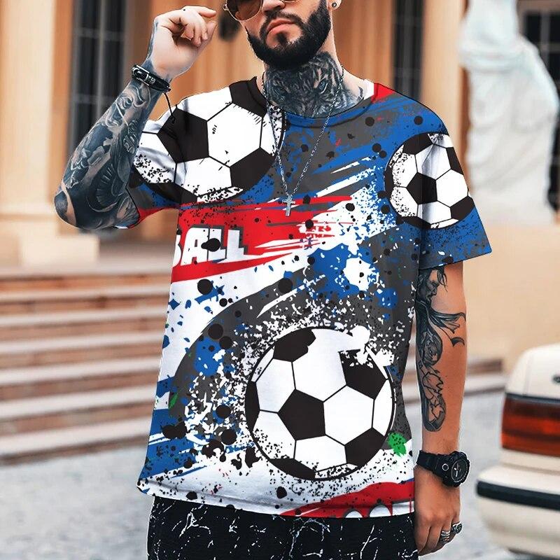 Baibao QIQI Zomer heren T-shirt WK voetbal Cool 3D-printen T-shirt met ronde hals Hoge kwaliteit S-6XL M