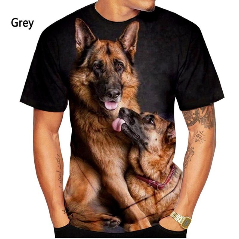 ETST 07 Heren Dames Zomermode Duitse Herder 3D Printing T-shirt Casual Hondenshirt met korte mouwen Tops L