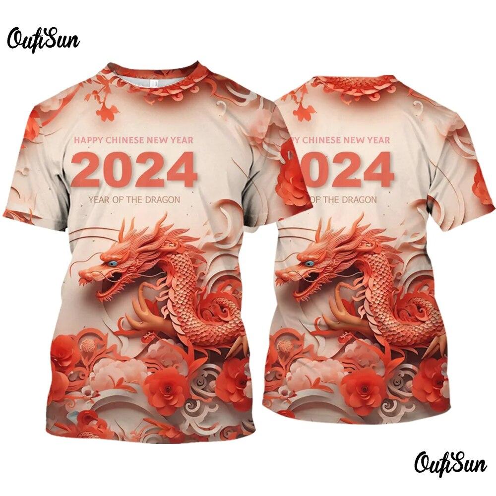 ETST 03 2024 Nieuwe In Mannen T-shirt 3d Draak Afdrukken Zomer Korte Mouw Tees Casual O-hals Trui Oversized Kleding Outdoor T-shirt L