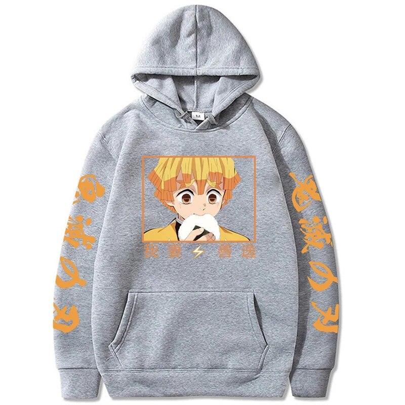 Xuhaijian02 Demon Slayer Anime Custom Gedrukt Heren Hoodies Harajuku Straat Warme Mode Agatsuma Zenitsu Y2K Kleding S