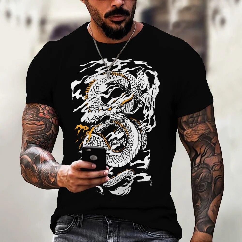 ETST WENDY 05 Heren T-shirt Draak Ontwerp Print Zomer Mode Toevallig Korte Mouw T-shirt Dagelijks Straat Kleding Oversized O-hals Trui T-shirt 6XL