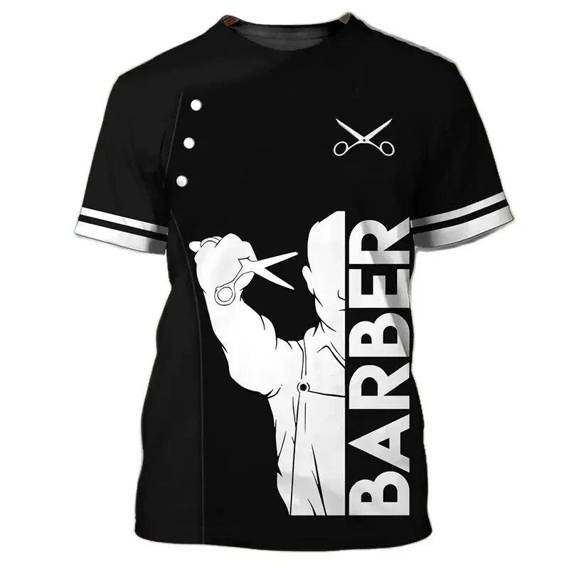 ETST WENDY 005 Kapper Mannen T-shirt Kapsel Tool Print Zomer Mannen Korte Mouw Mode Top O Hals Oversized Herenkleding blouse Camisa M