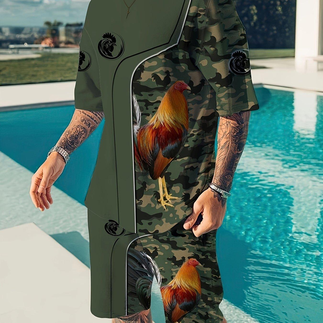 Bobby 2 Kip 2-delige trendy outfits voor heren, casual T-shirt met ronde hals, korte mouwen en shorts met trekkoord, set voor de zomer, herenkleding vakantie training 6XL