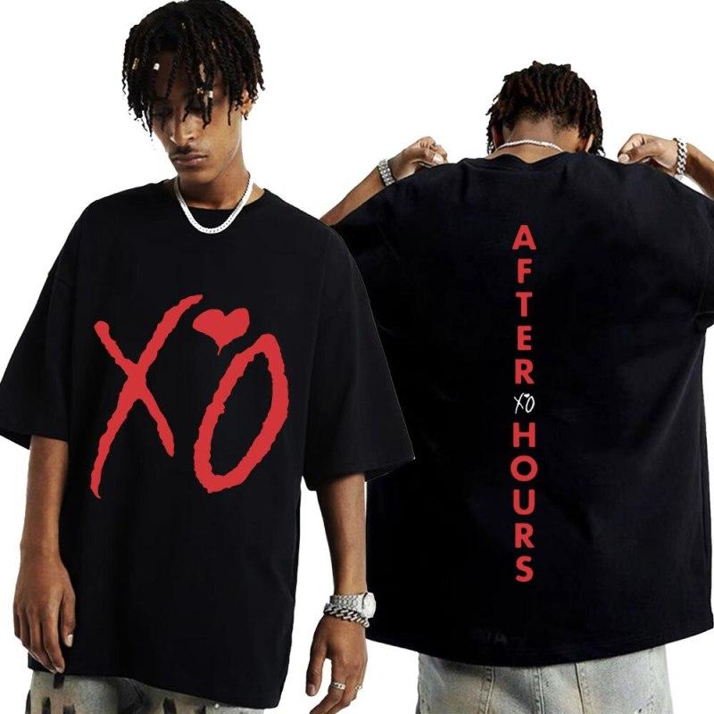 TENJINGE Trendy The Weeknd Xo After Hours Letters Print T-shirt Heren Harajuku Hip Hop Kleding T-shirt Streetwear T-shirts M