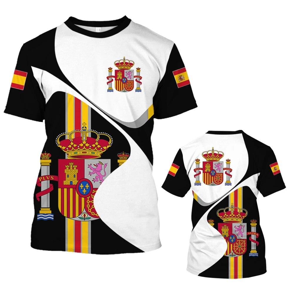 Xin nan zhuang Vintage Spanje T-shirt Voor Mannen 3D Vlag Spaanse Grafische Print T-shirt Oversized Korte Mouw Tops T-shirt Mannen Kleding tops Tees XXXL