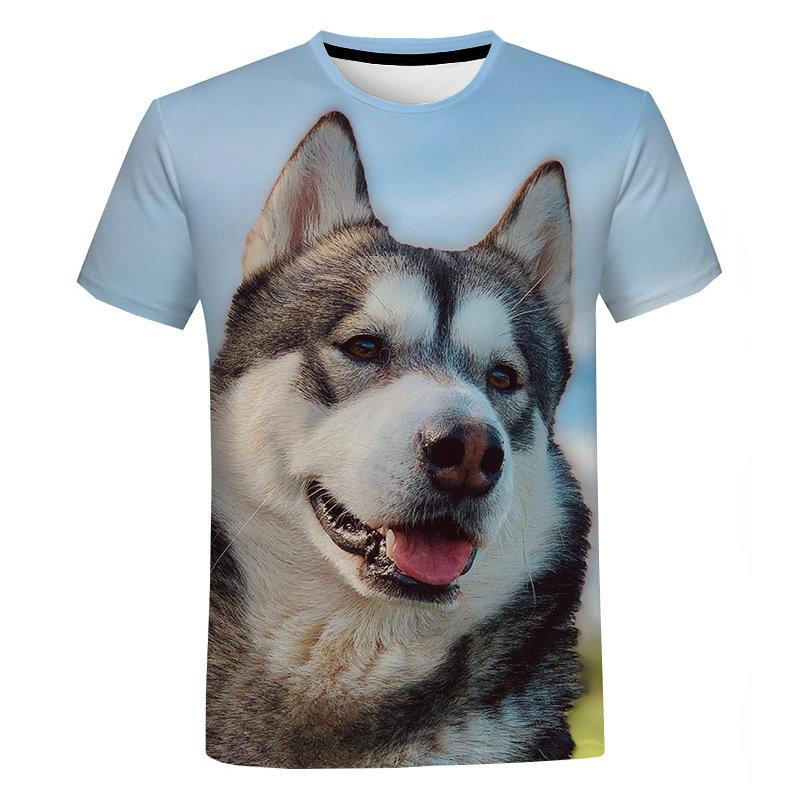 Xin nan zhuang Nieuwe Casual 3D Geprinte Hond Ronde Hals Korte Mouw Mode Heren T-shirt Unisex Schattig T-shirt XXS