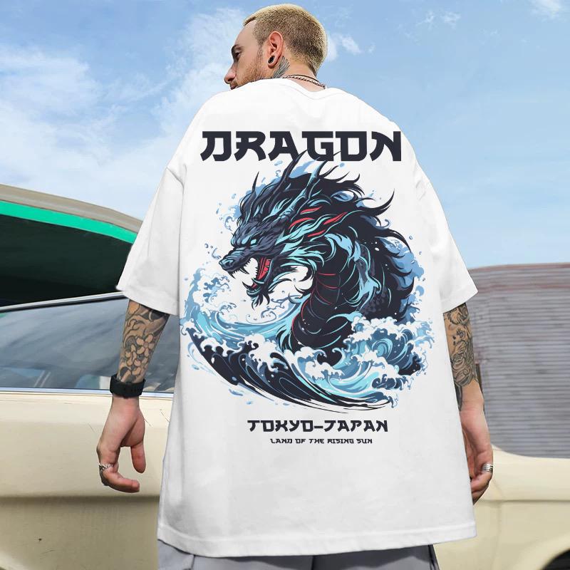 ETST WENDY 005 Mode T-shirts voor mannen 3D Japanse drakenprint Herenkleding Oversized T-shirt Straat Harajuku Tops Dagelijks Casual Korte mouw XL
