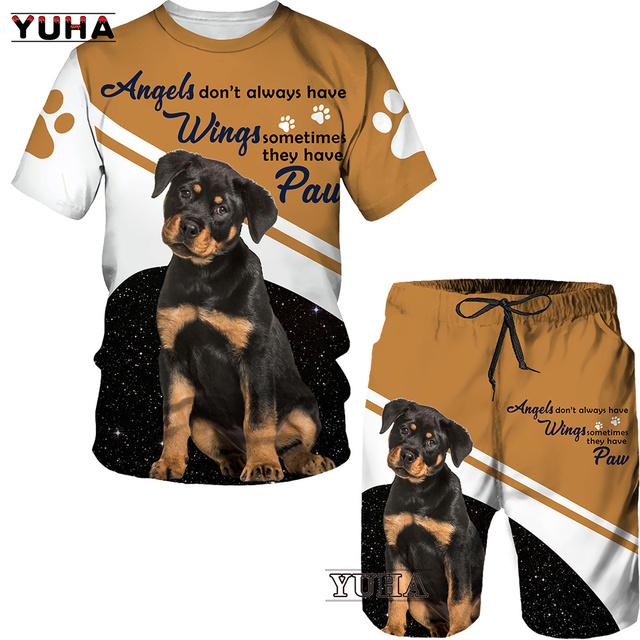 Xuhaijian02 Grappige Pitbull Honden 3D Print T-shirt Heren Trainingspak T-shirt Shorts Duitse Herder Grafische Heren Kleding O-hals Tees/Pakken 4XL