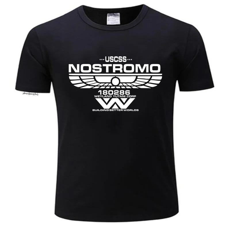 FT T Shirts Heren Zwart Katoenen T-shirt Alien Classic Nostromo Crewlid T-shirt Sulaco M41A PULSE RIFLE Film Film Man T-shirts M grijs