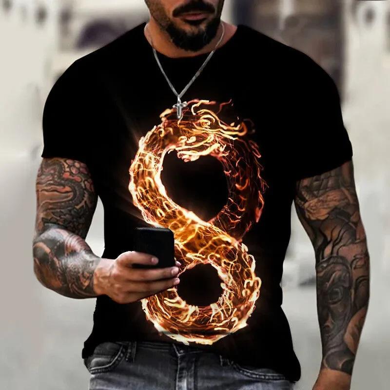 HerSight Streetwear 3D-geprint T-shirt Zomer Heren Draakpatroon Kleding Ronde Hals Tops Casual Korte Mouw T-shirts 3XL