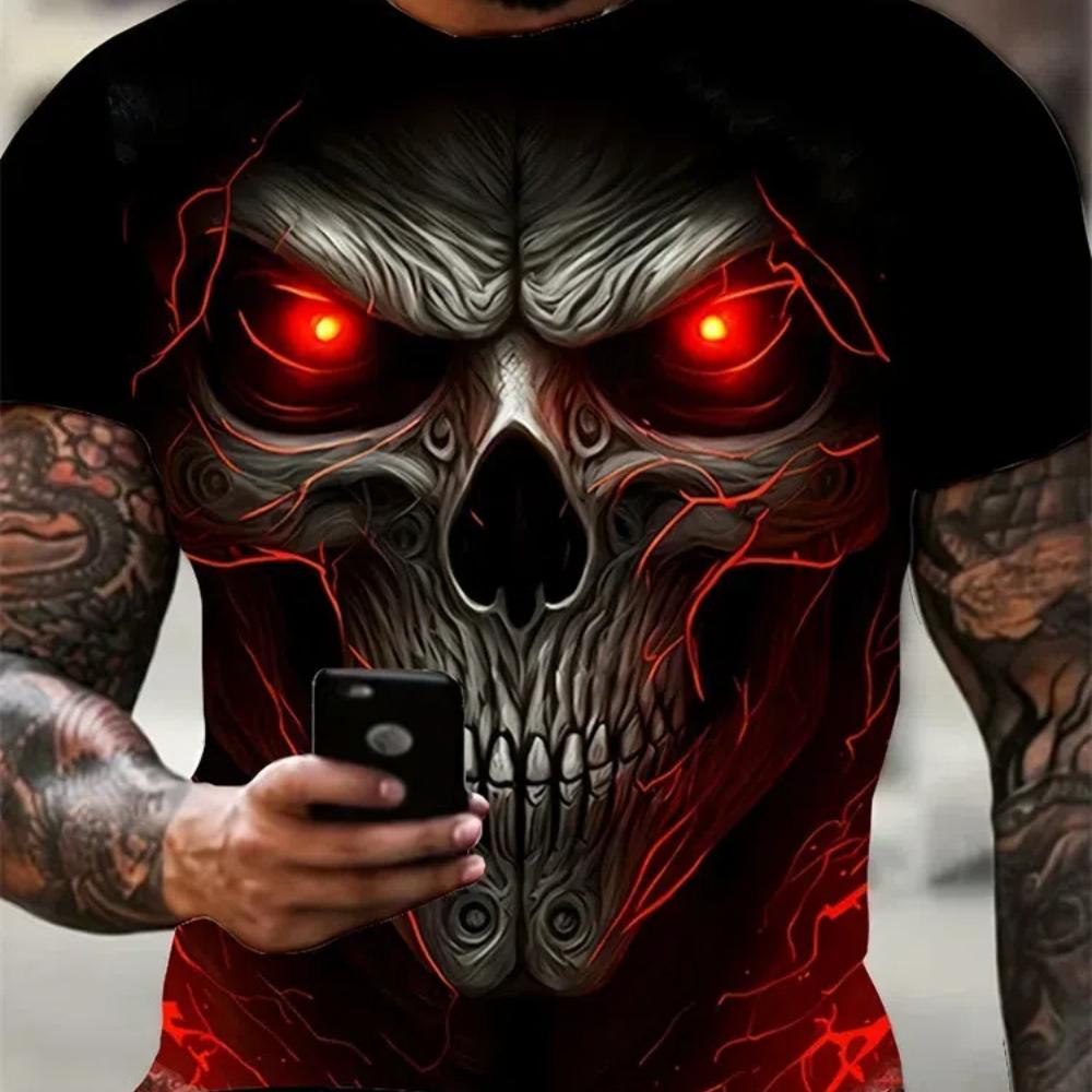 Bobby 2 Horror Skull Print Heren T-shirt Vintage Streetwear O-hals Korte Mouw Oversized Mode Zomer Heren T-shirt 6XL