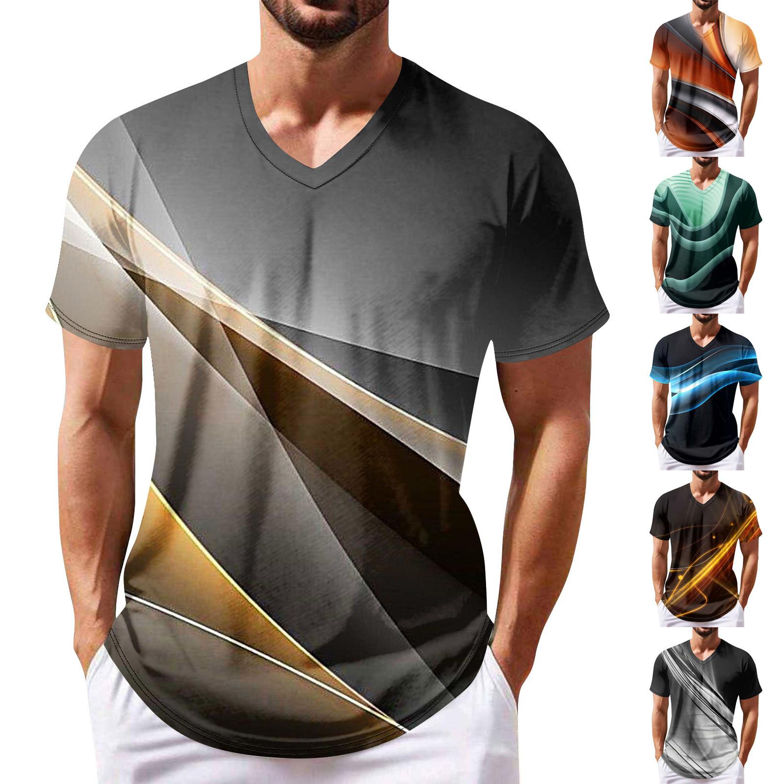 Automobiles11 Zomer Heren Populair T-shirt Bedrukt V-hals T-shirt met Korte Mouwen XL