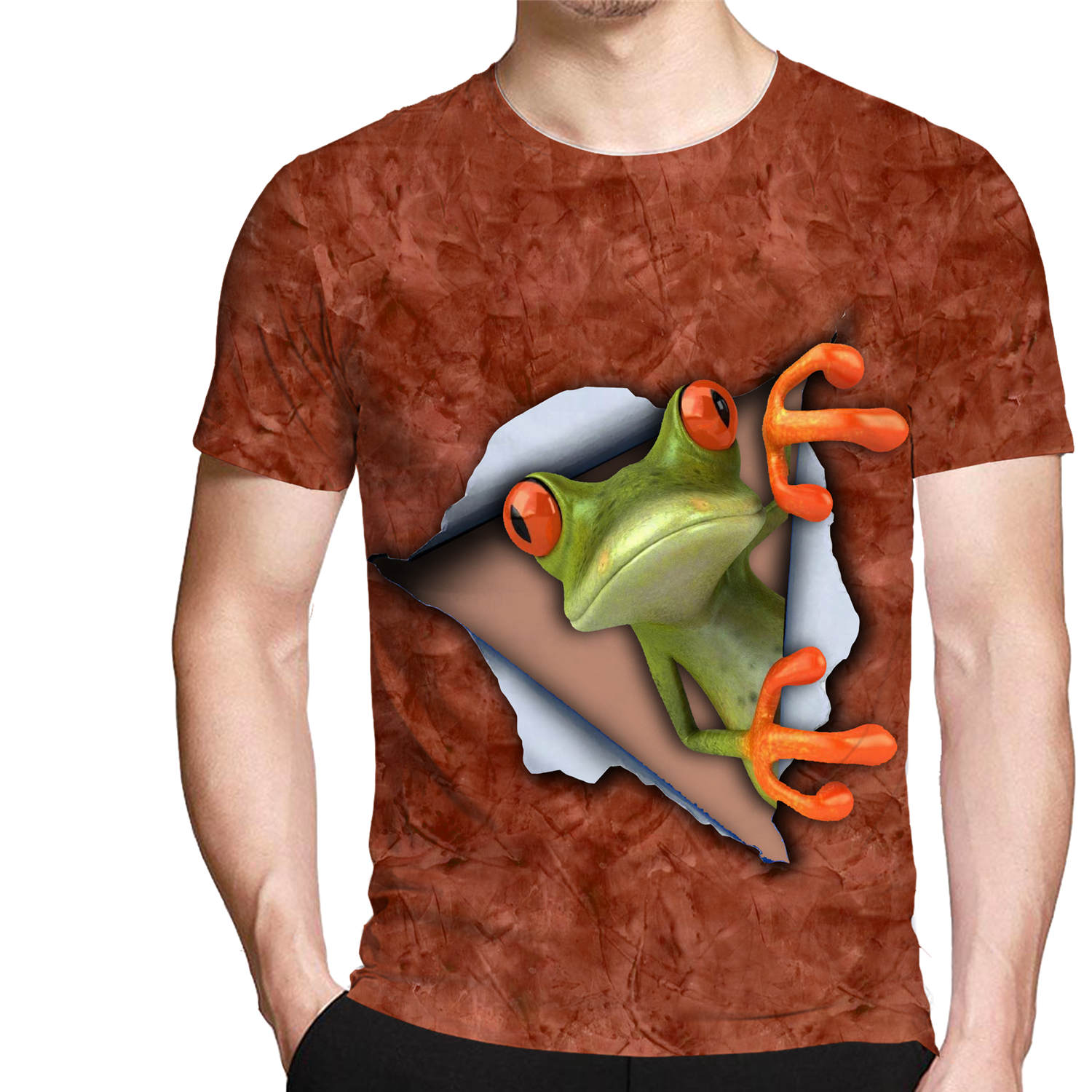 ETST WENDY 05 Nieuwigheid Dier Kikker Heren T-shirts Grappige Losse Kleding Korte Mouw Mode Oversized Bedrukt O Kraag T-shirt 3XL