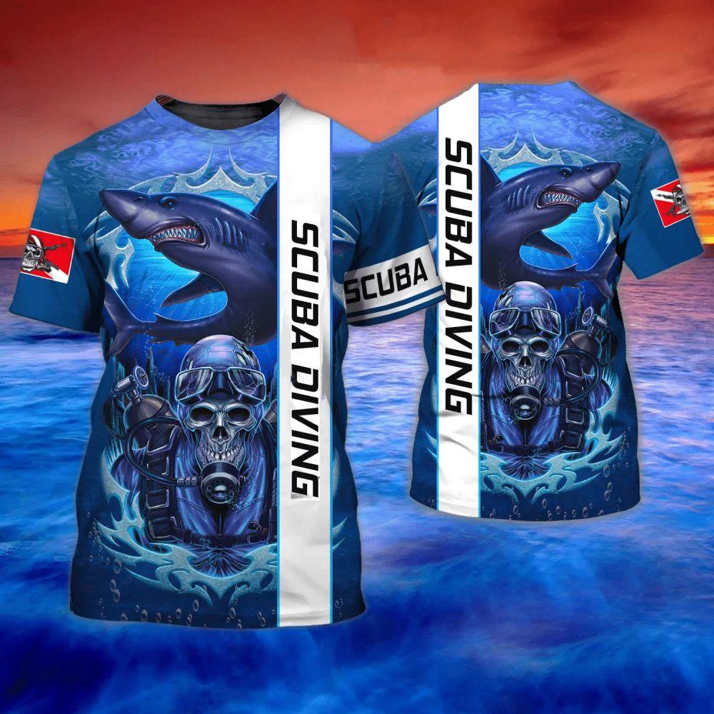 Laoxu Ocean Explore SCUBA Duik Trainingspakken Mode 3D Duik Grafische T-shirt Voor Heren Extreme Sport Korte Mouw Unisex Tops T-shirts L grijs