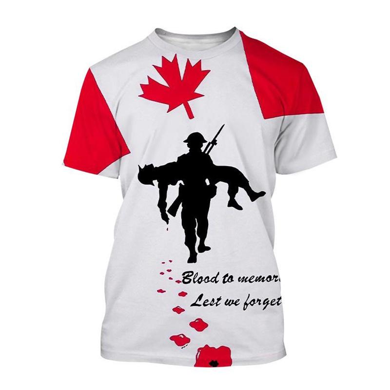 Laoxu Happy Canada Day 3D-print T-shirt voor heren Canadese vlag T-shirt Casual ronde hals Korte mouwen Zomer T-shirt Tops Kleding 4XL grijs