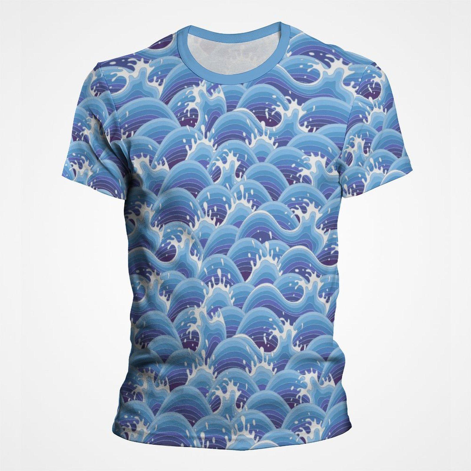 ETST WENDY 005 Water Ripples Waves 3D-geprint T-shirt voor heren Mode Vakantie Dames T-shirt Surfen Sport Streetwear Casual Grappige Tee Tops 5XL